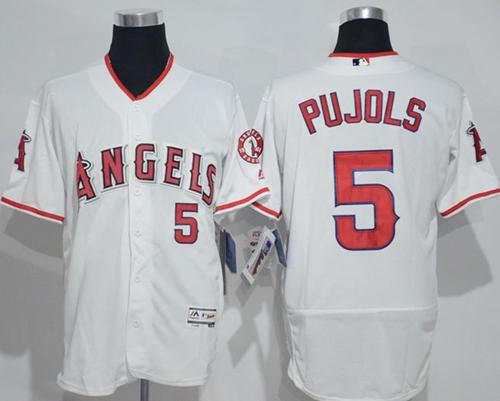 Angels of Anaheim #5 Albert Pujols White Flexbase Authentic Collection Stitched MLB Jersey